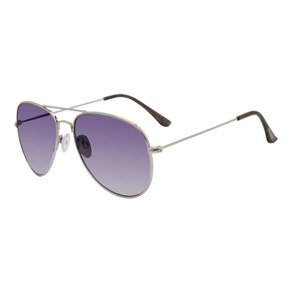 STEVE MADDEN Channing Aviator Sunglasses Shiny Silver Crystal Grey Gray
